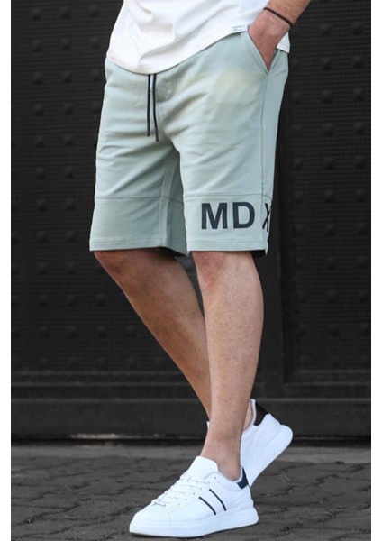 Çağla Yeşili Baskılı Erkek Bermuda Şort 5493