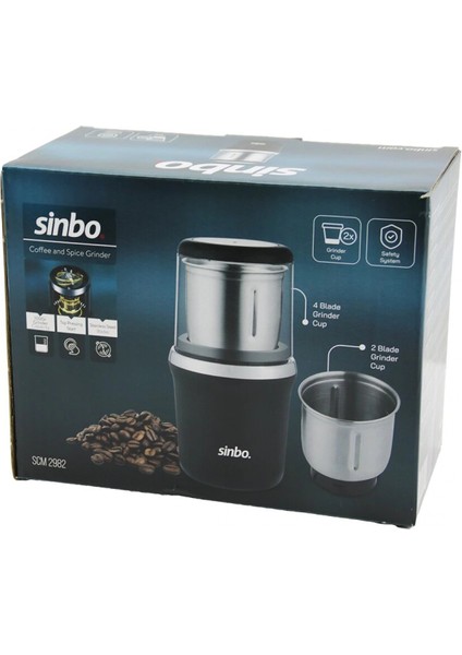 Kahve - Baharat Öğütücü Makine 2pcs Çelik Öğütme Haznesi=2 Bıçaklı - 4 Bıçaklı 100GR Öğütme 200W SCM-2982 (K95)