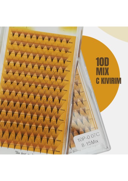 10D Hazır Demet Ipek Kirpik 0.07 C Kıvrım 8-15MM Mix Kutu