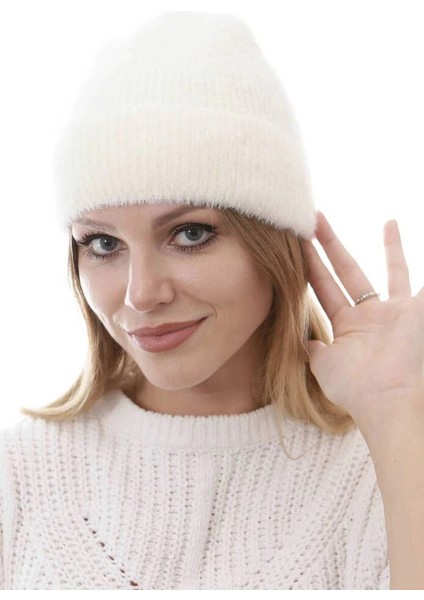 Tam Kalıp Ince Sakallı Triko Bere - Beyaz -Vlmr