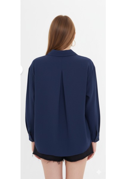 Kadın Oversize Basic Cepli Müslin Gömlek fiyatları