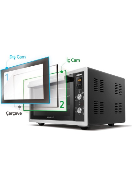 7033 Inox Gri 70 Litre Turbo Midi Fırın indirimleri