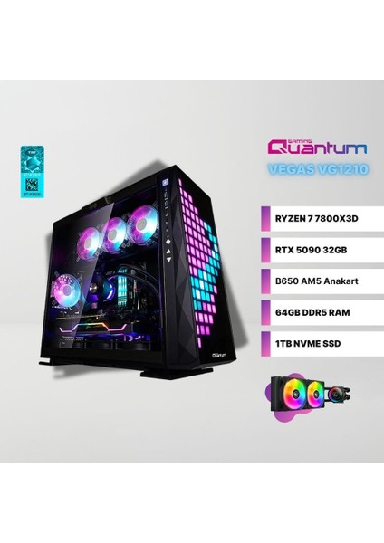 Vegas VG1200 Amd Ryzen 7 7800X3D 64GB Ddr5 1tb Nvme Rtx 5090 32GB Sıvı Soğutmalı Gaming Masaüstü