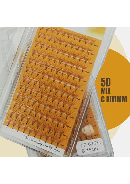 5d Hazır Demet Ipek Kirpik 0.07 C Kıvrım 8-15MM Mix Kutu fırsatları