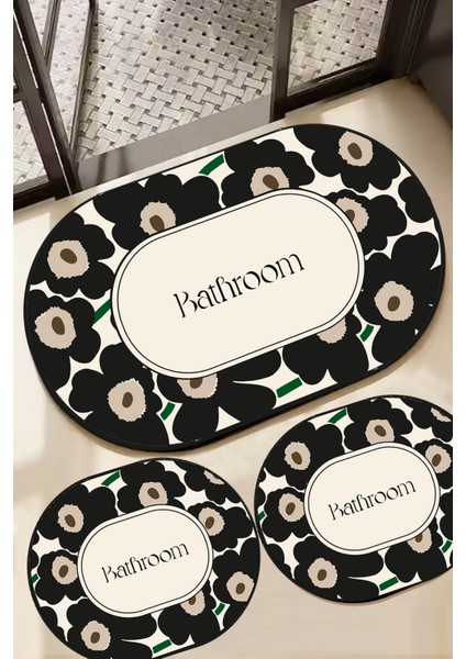 Oweld 3'lü Banyo Paspası,kaymaz Tabanlı,yıkanabilir 60X100 50X60 40X60 cm Djtbanyo