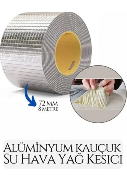 72 mm Su Hava Yağ Kesici Izolasyon Bandı 8 Metre