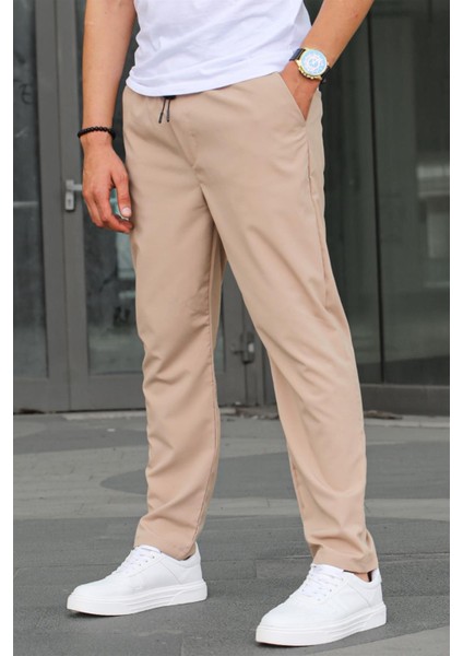 Kumaş Paraşüt Bej Basic Erkek Pantolon 6513