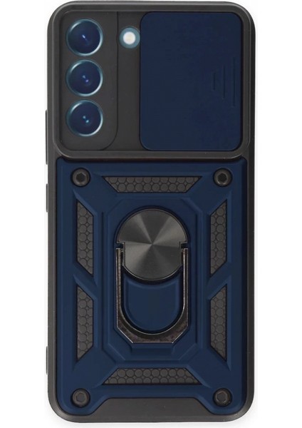 Samsung Galaxy S23 Fe Kılıf Pars Lens Yüzüklü Silikon - Lacivert (K95)