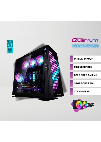 Vegas VG1223 Intel I7-14700F 32GB Ddr5 1tb Nvme Rtx 5070 12GBSIVI Soğutmalı Gaming Masaüstü Bilgisayar