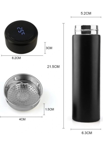 Dijital Sıcaklık Göstergeli Renkli Çelik Termos - 500 ML (4887) modelleri