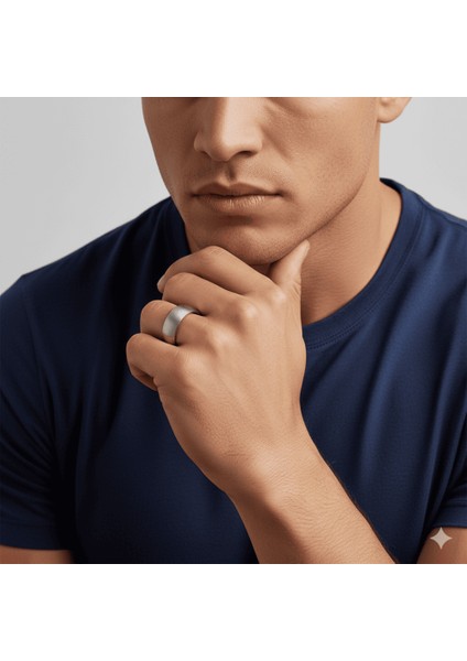 Gümüş Renk Klasik Tasarım 316L Kalite Paslanmaz Çelik Erkek Yüzük Alyans - 21 Ölçü modelleri