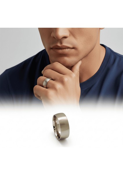 Gümüş Renk Klasik Tasarım 316L Kalite Paslanmaz Çelik Erkek Yüzük Alyans - 24 Ölçü fiyatları