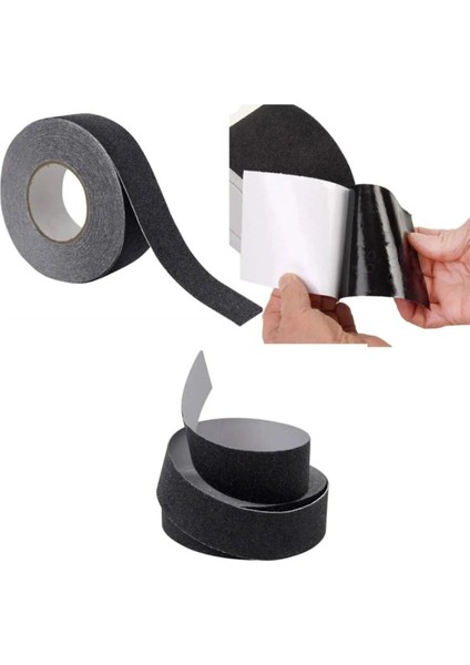 Merdiven Zemin Kaydırmaz Bant Yapışkanlı Kaymaz Bant Siyah 2.5 cm x 5 Metre indirimleri