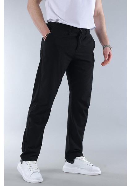 Koyu Siyah Regular Fit Düz Kesim Yan Cepli Erkek Pantolon 6540 modelleri