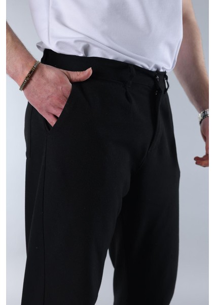 Koyu Siyah Regular Fit Düz Kesim Yan Cepli Erkek Pantolon 6540 fırsatları