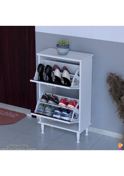 Umay Kapı Önü 52X 90X 26 Cm’ Lik 2 Düşer Kapak 4 Göz Bölmeli Ayakkabılık fırsatları