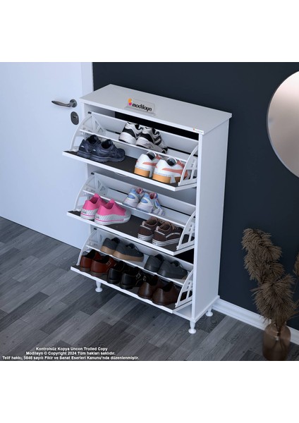 Varbi Antre Hol 72 X127 X26 cm Lik 3 Düşer Kapak 6 Göz Bölmeli Ayakkabılık modelleri