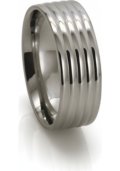 Gümüş Renk Beş Sıra Tasarım 316L Kalite Paslanmaz Çelik Erkek Yüzük Alyans - 21 Ölçü