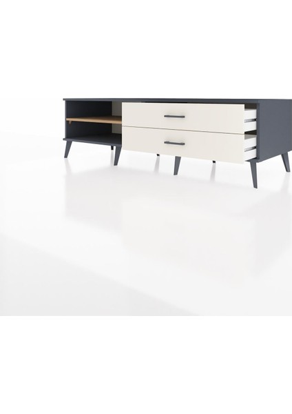 Kronos Tv Ünitesi Tek Raflı 2 Çekmeceli 176X59X51 Antrasit-Çam/aytaşı modelleri