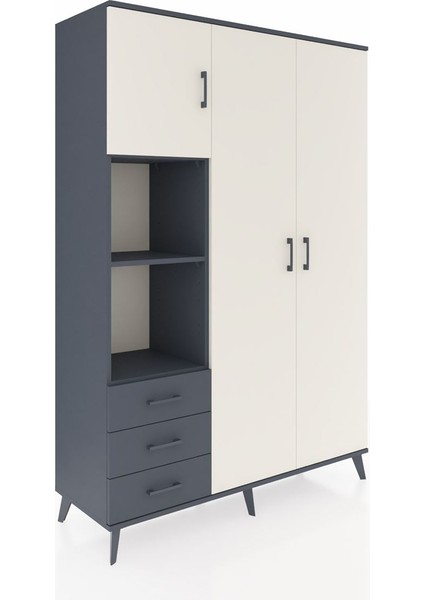 Hyperion Dolap 6 Raflı 3 Çekmeceli Tek Askılı 132X44X195 Antrasit-Aytaşı/antrasit fiyatları