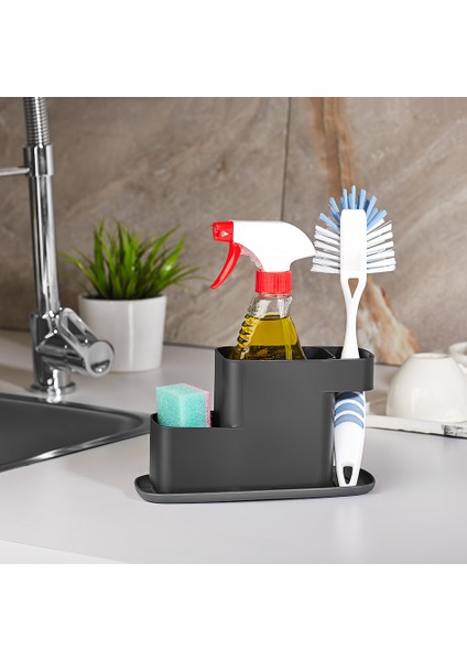 Tezgahüstü Kaşıklık Süngerlik Deterjan Organizeri Qlux Tezgah Düzenleyici L-00776