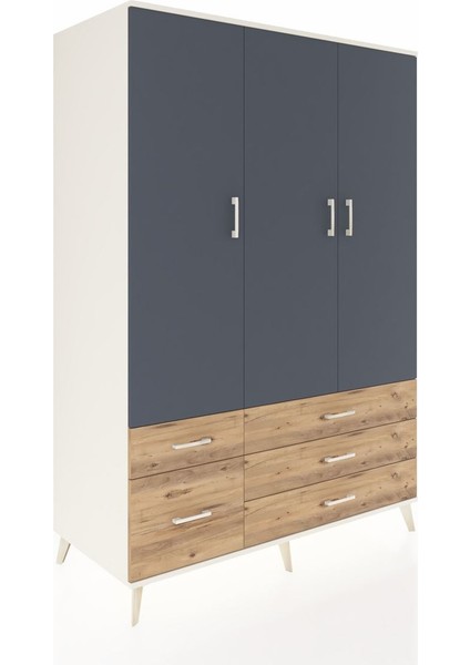 Kronos Dolap 5 Raflı 5 Çekmeceli Tek Askılı 132X59X195 Aytaşı-Antrasit/çam fiyatları