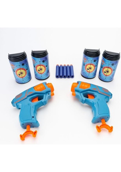 4 Hedefli 10 Mermili 2'li Sünger Dart Atan Silah 14 cm