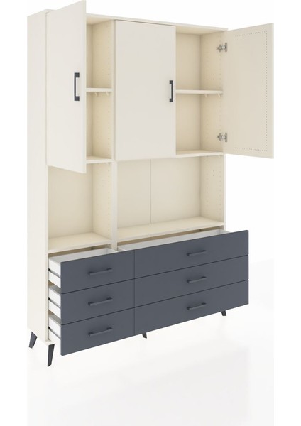 Arges Dolap 6 Raflı 6 Çekmeceli 3 Kapaklı 132X30X195 Aytaşı-Aytaşı/antrasit indirimleri