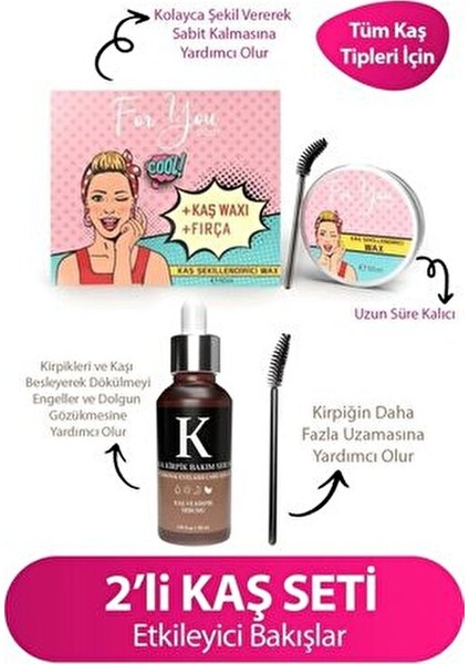 Kaş Şekillendirici Wax ve Kaş Kirpik Serumu 50 ml Uzun Süreli Etkiyle