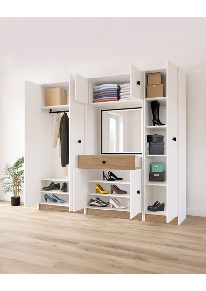 Beyaz Fonksiyonel Portmanto – Aynalı, Çekmeceli ve Dolaplı modelleri