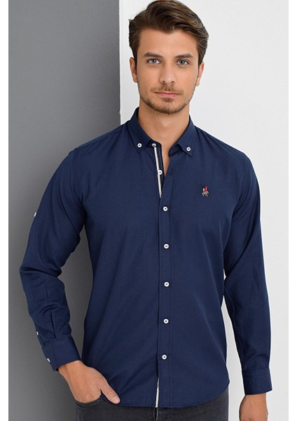 G974 Dewberry Erkek Gömlek-Lacivert