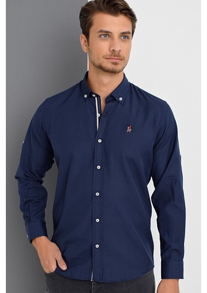 G974 Dewberry Erkek Gömlek-Lacivert modelleri