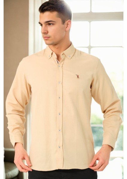 G974 Dewberry Erkek Gömlek-Bej