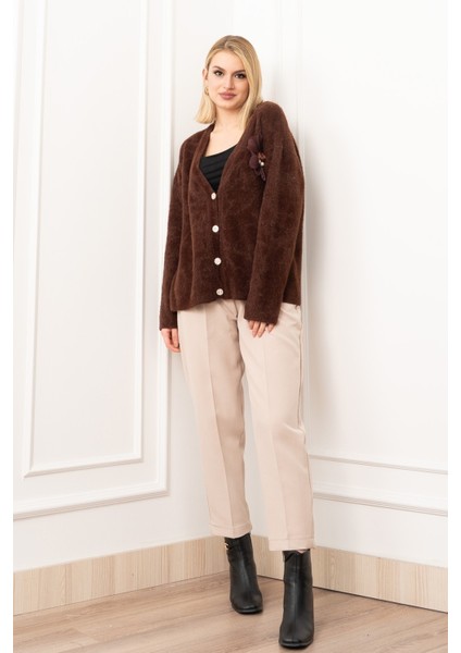 Flora Rose Gül Detaylı Sakal Yün Hırka 25301 fiyatları