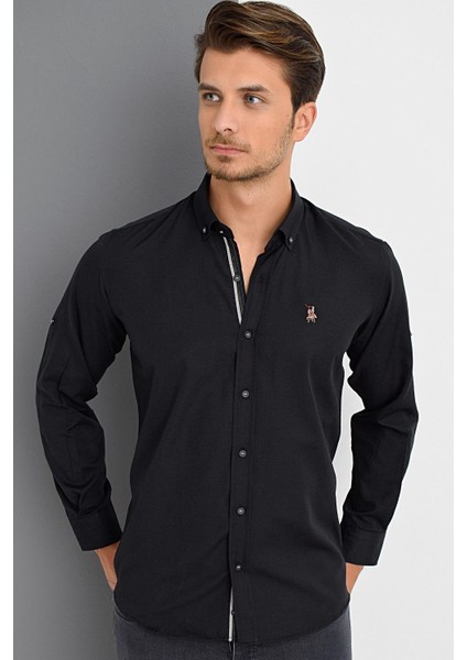 G974 Dewberry Erkek Gömlek-Siyah