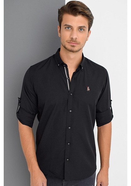 G974 Dewberry Erkek Gömlek-Siyah fırsatları