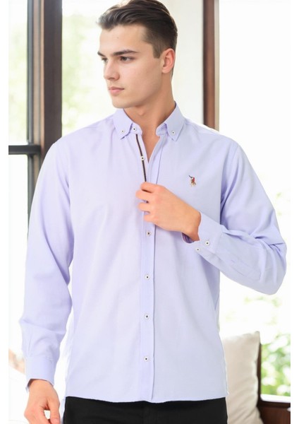 G974 Dewberry Erkek Gömlek-Lila