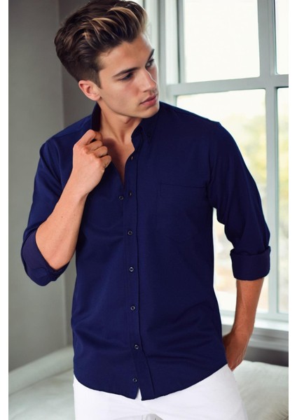 G976 Dewberry Erkek Gömlek-Lacivert
