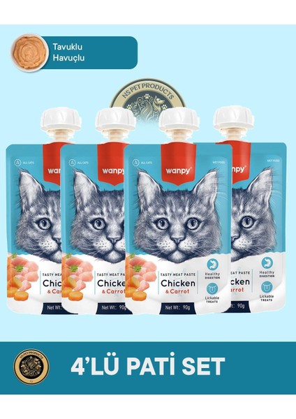 Tavuk-Havuç Kedi Et Ezmesi 4'lü – 90 G × 4 Paket modelleri