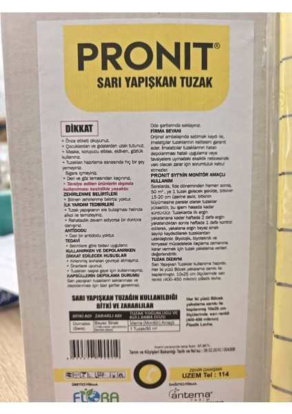 Sarı Yapışkan Tuzak 25 cm x 10 Cm, Yapışkan Sinek Tuzağı, Sera ve Bahçe Tuzağı fiyatları