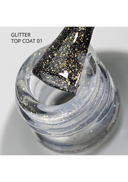Glitter Top Coat 01 Kalıcı Oje İçin, Altın Simli, 9 ml modelleri