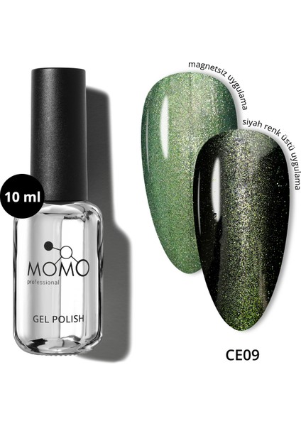 Kristal Kedi Gözü Kalıcı Oje CE09, Yarı Şeffaf, Yeşil, 10 ml