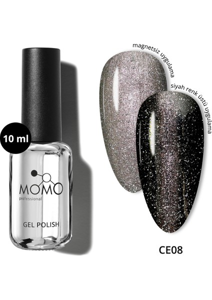 Kristal Kedi Gözü Kalıcı Oje CE08, Yarı Şeffaf, Gümüş, 10 ml