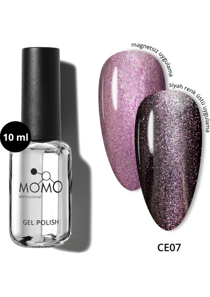 Kristal Kedi Gözü Kalıcı Oje CE07, Yarı Şeffaf, Mor, 10 ml