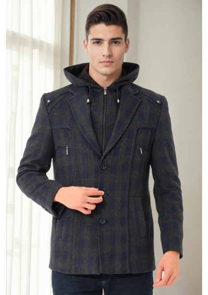 K9532 Dewberry Erkek Kaban-Ekose-Lacivert