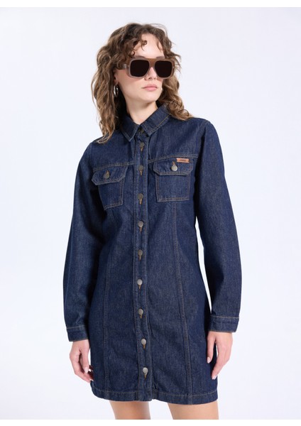 Mavi Kadın Yıkamalı Denim Elbise J5WL-ELB7124 fırsatları