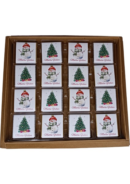 Yılbaşı Temalı Kraft Kutuda 32 Adet Sargılı Madlen Çikolata fırsatları