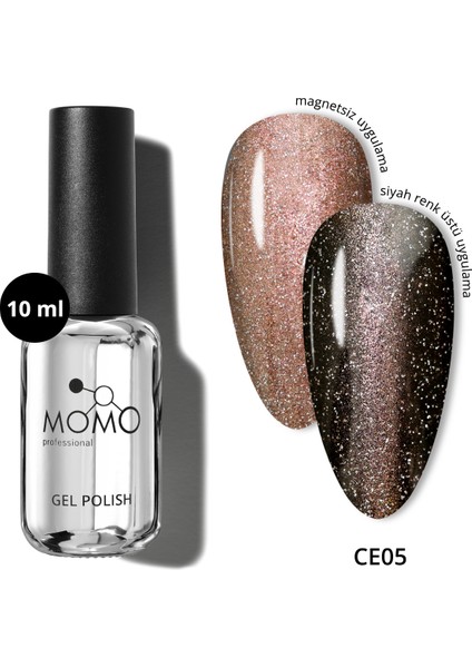 Momo Professioal Kristal Kedi Gözü Kalıcı Oje CE05, Yarı Şeffaf, Kahverengi, 10 ml