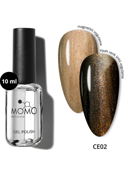 Kristal Kedi Gözü Kalıcı Oje CE02, Yarı Şeffaf, Antik Altın, 10 ml