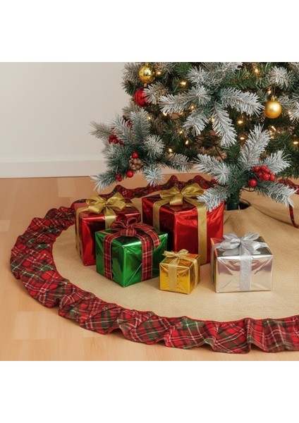 Yılbaşı Ekoseli Çam Ağacı Örtüsü 90 cm fırsatları